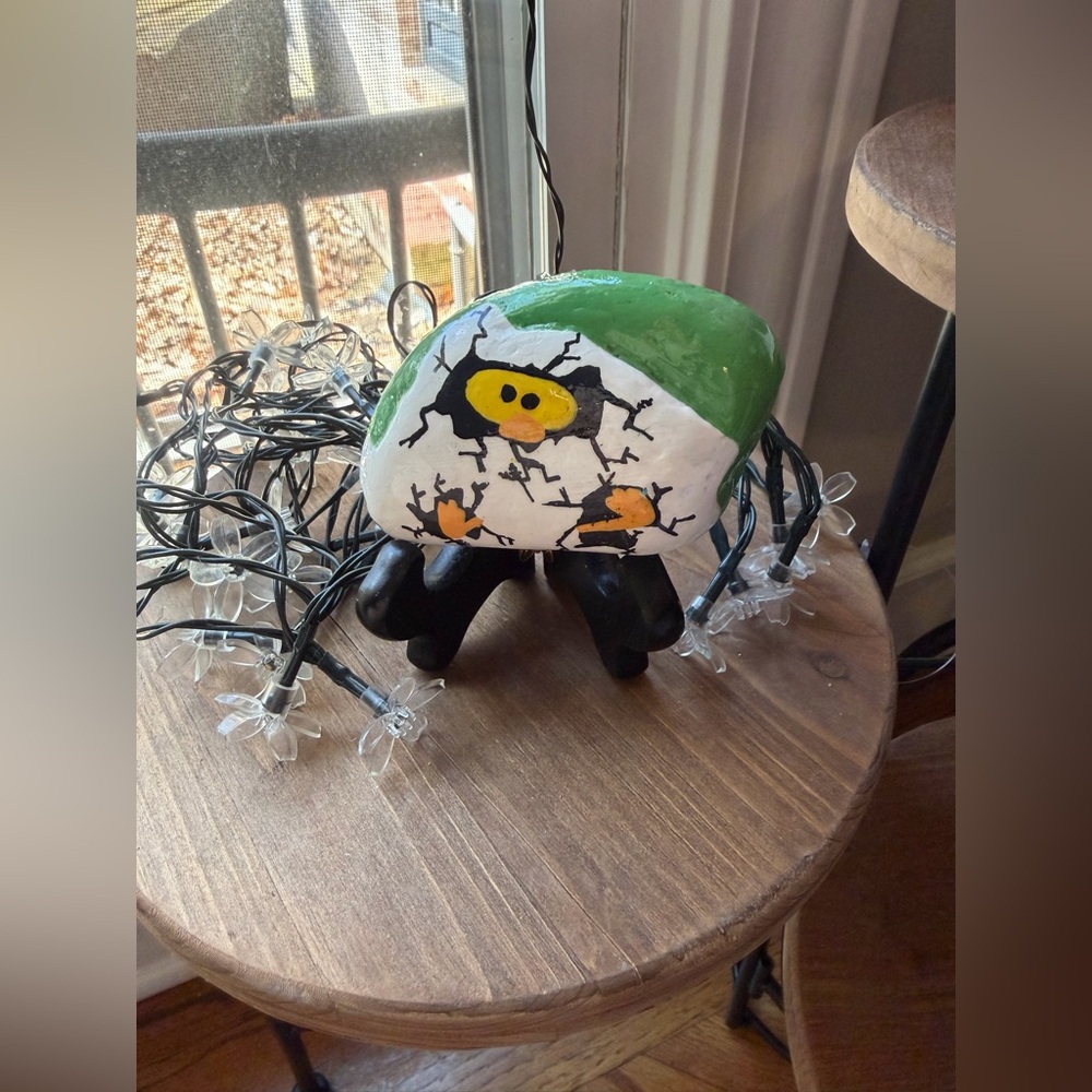 hand painted rock in duck hatchling theme - Picture 3 of 7